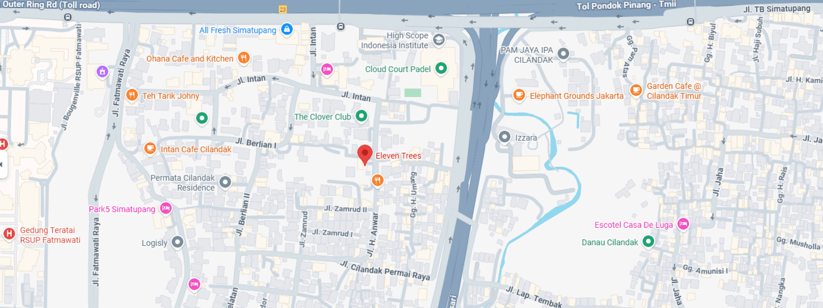 Map of the CoDe:learn office at Eleven Trees Green Office Park, Jakarta